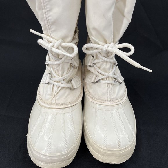 Women Sorel Snowcat Pull On Insulated Duck Toe Winter White Tall Boots Sz 8 - Picture 6 of 9